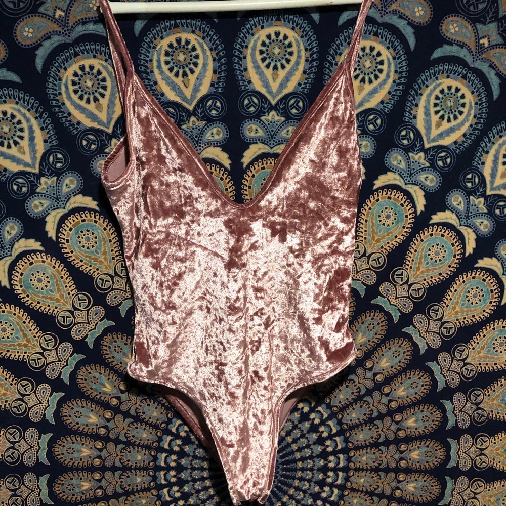 Crushed Pink Velvet Bodysuit